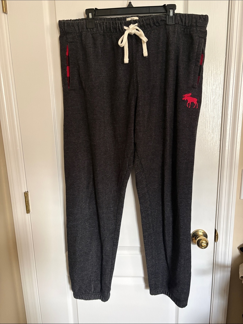 Hatley Heritage Charcoal Gray Sweatpants/ Joggers with Plaid Accents